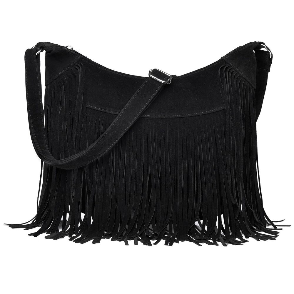 Fringe Hobo Bags for Women, Vintage Western Suede Crossbody Shoulder Purse